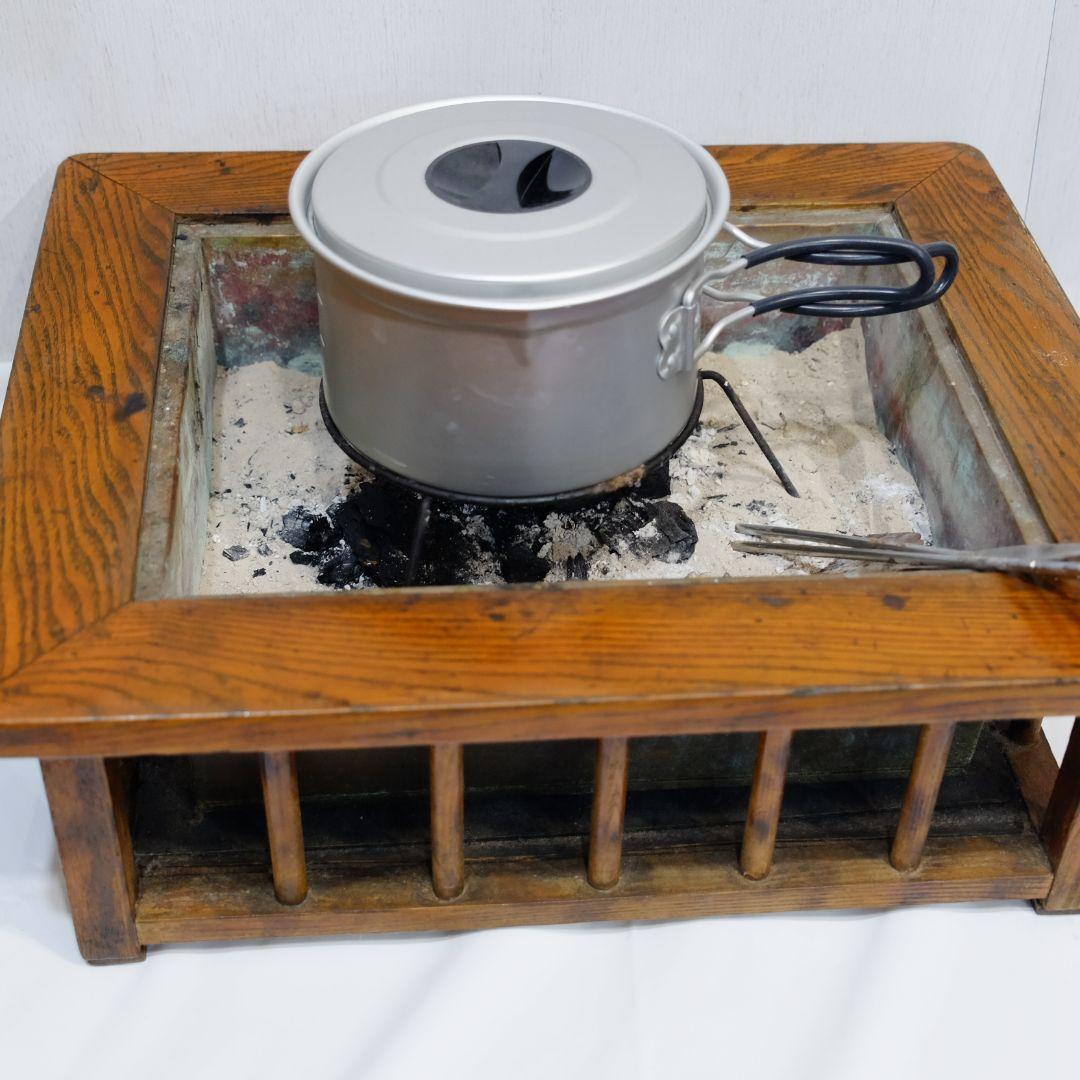 昭和レトロ 角形 火鉢 木製 囲炉裏 テーブル アンティーク ビンテージ