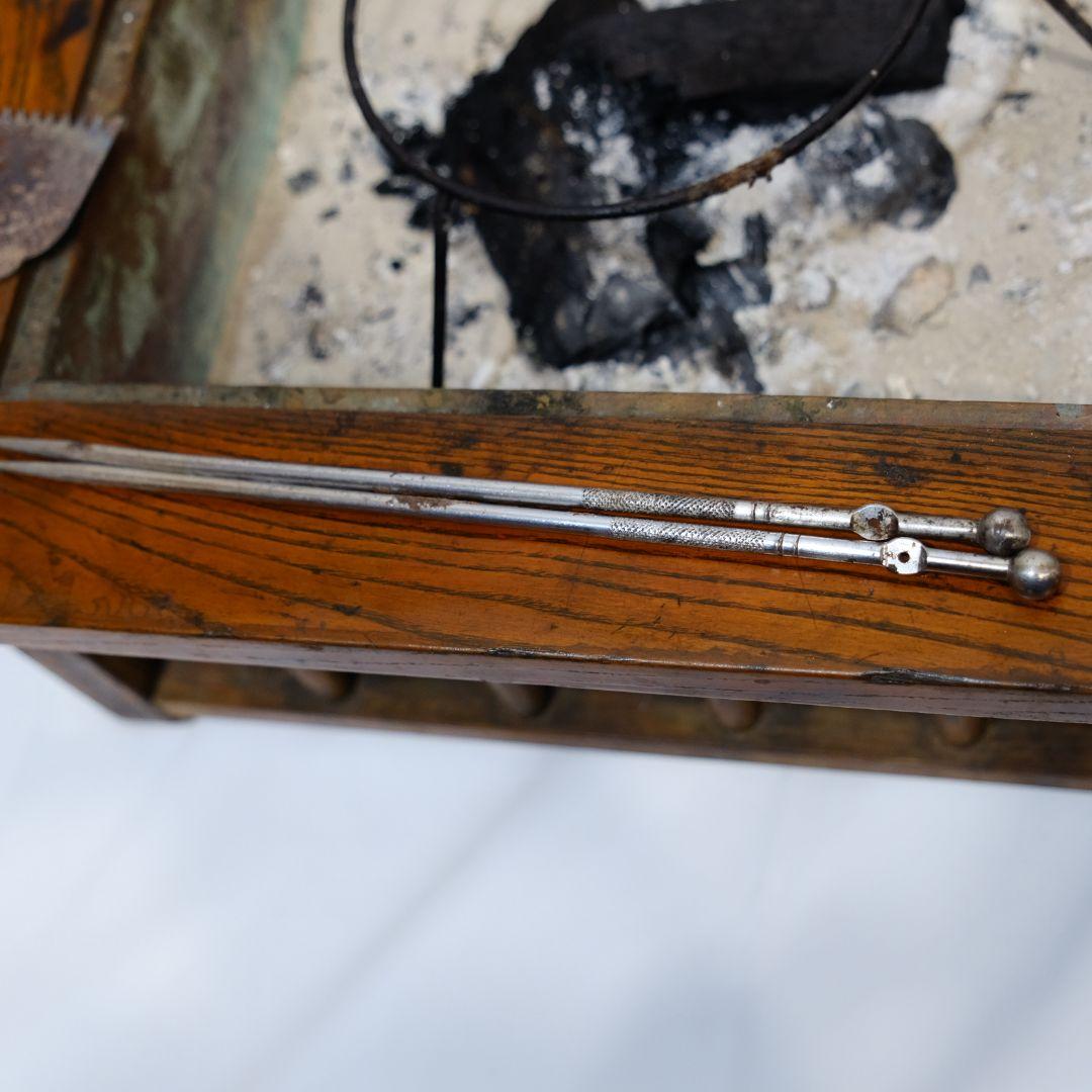 昭和レトロ 角形 火鉢 木製 囲炉裏 テーブル アンティーク ビンテージ