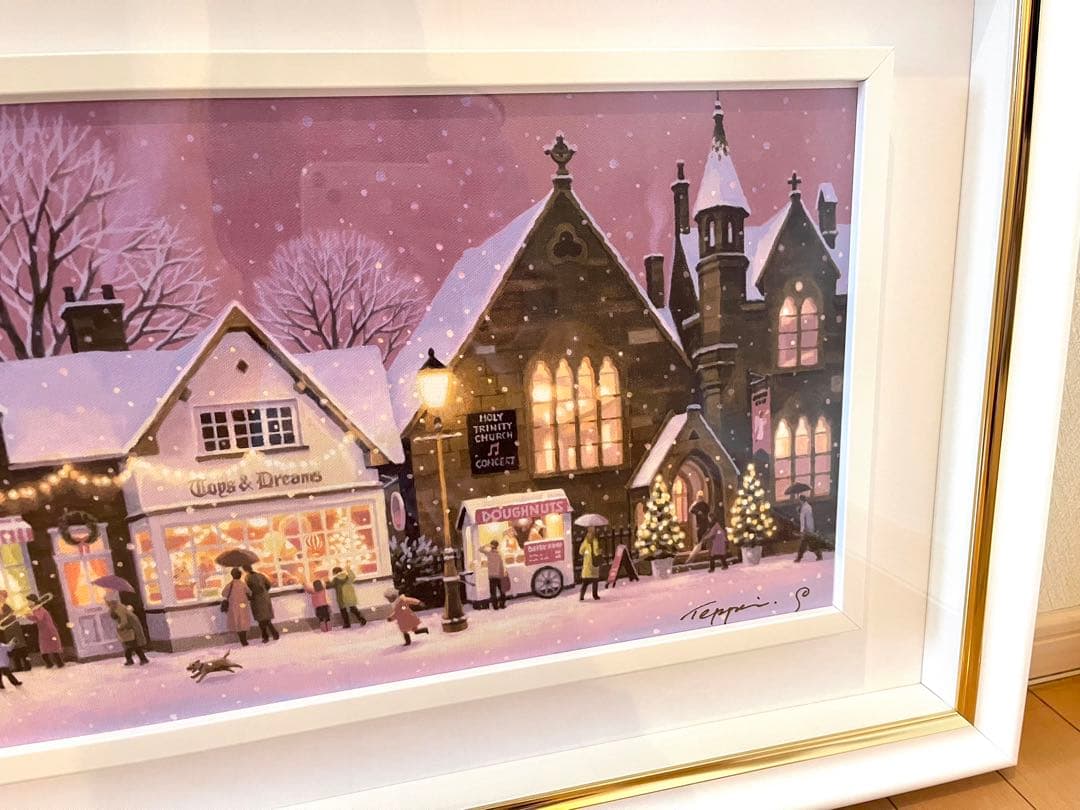 真作保証 笹倉鉄平 クリスマスタウン シルクスクリーン