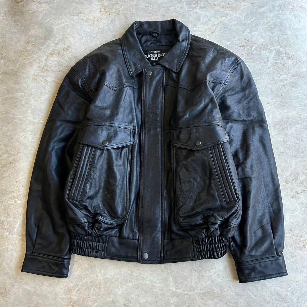 A-2 ウエスタンデザイン ショート丈 本革レザー ボンバージャケット ブルゾン