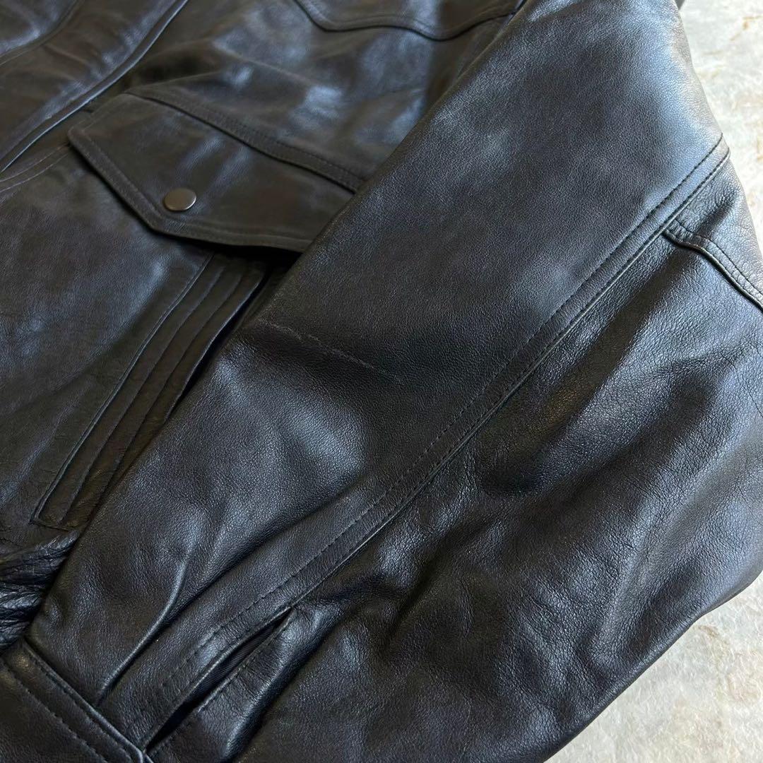 A-2 ウエスタンデザイン ショート丈 本革レザー ボンバージャケット ブルゾン