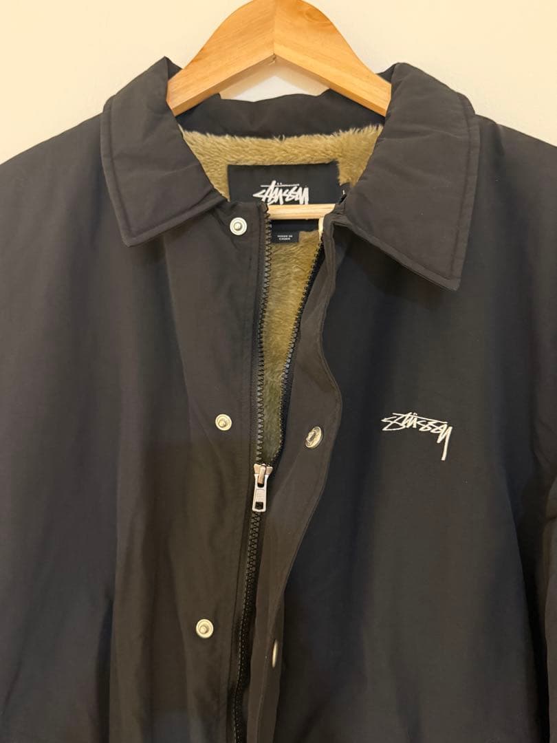STUSSY ステューシー コーチジャケット メンズL フェイクファー裏地 美品