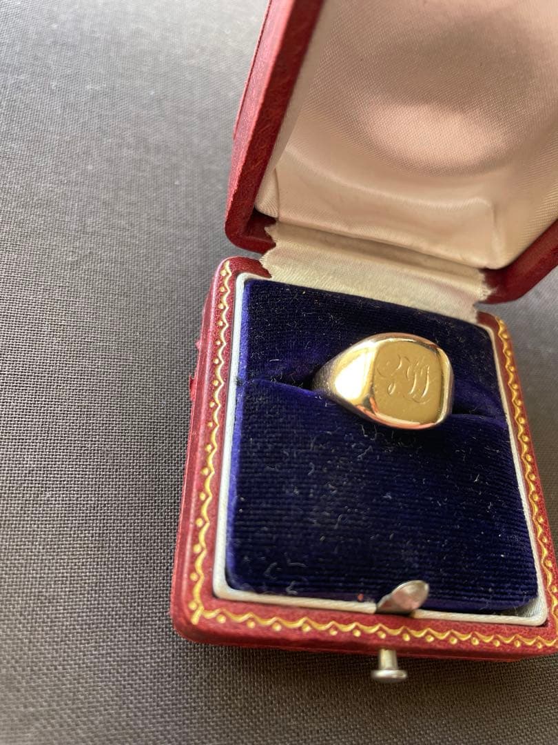 ビンテージ　シグネットリング　9金　9k