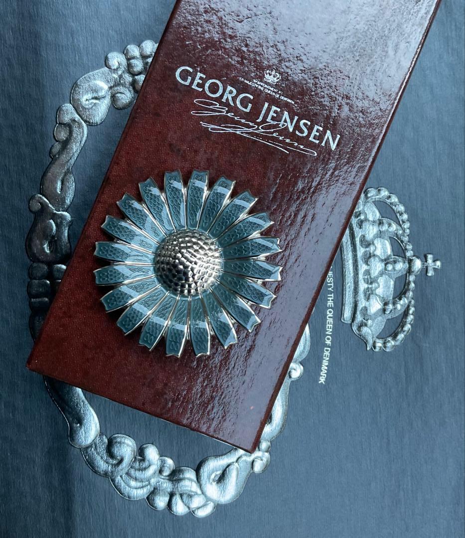 ジョージジェンセン　ヴィンテージ希少色　デイジー　ブローチ兼ペンダントトップ