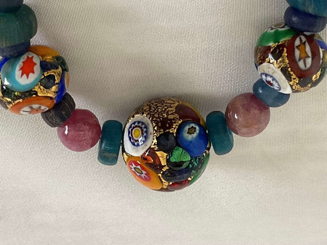 美しいオリジナル「マリ共和国千年ビーズとイタリア新トンボ玉」のネックレス