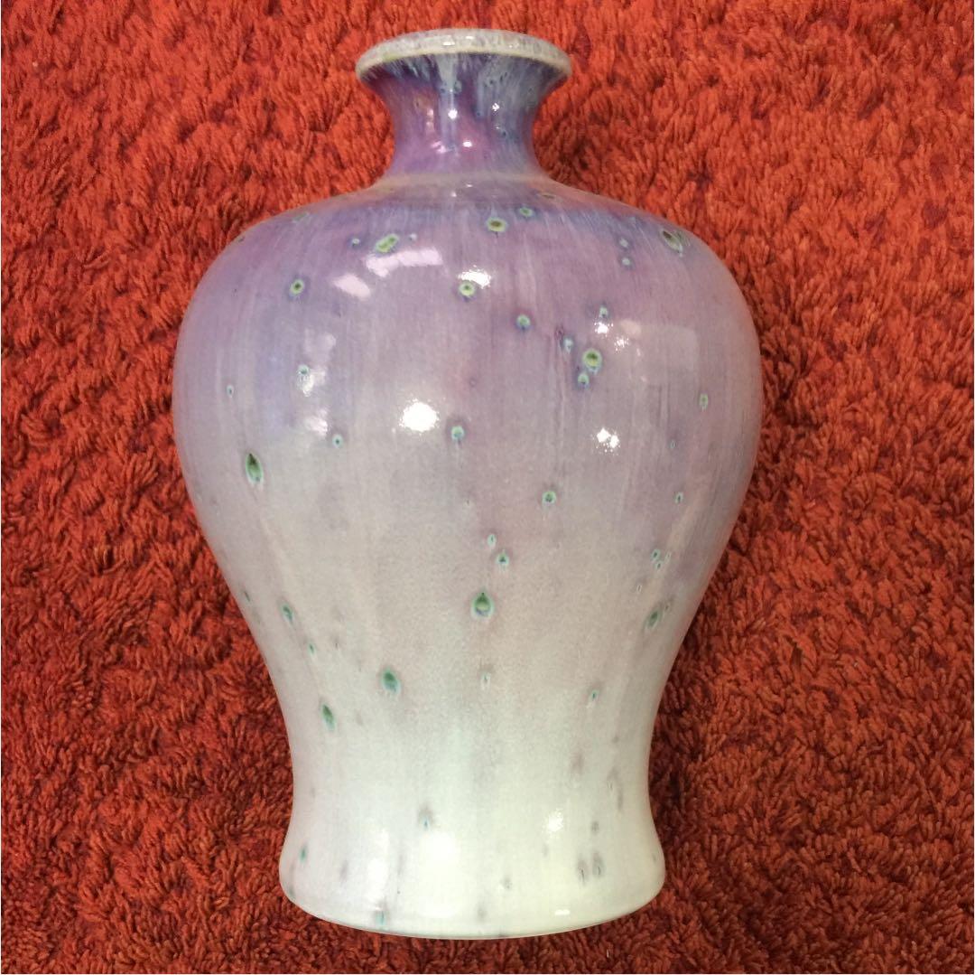 花瓶 孔雀釉　壺