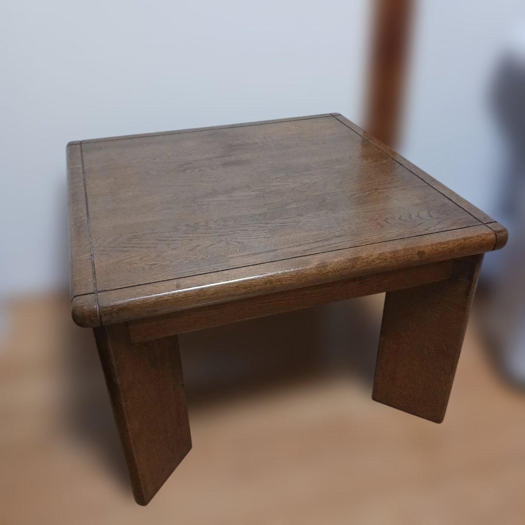 木製正方形座卓アンティーク ローテーブル茶色570x570 H380 コロニアル