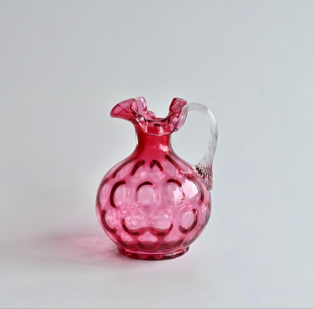 Fenton Art Glass ピンクガラス製ピッチャー 17cm