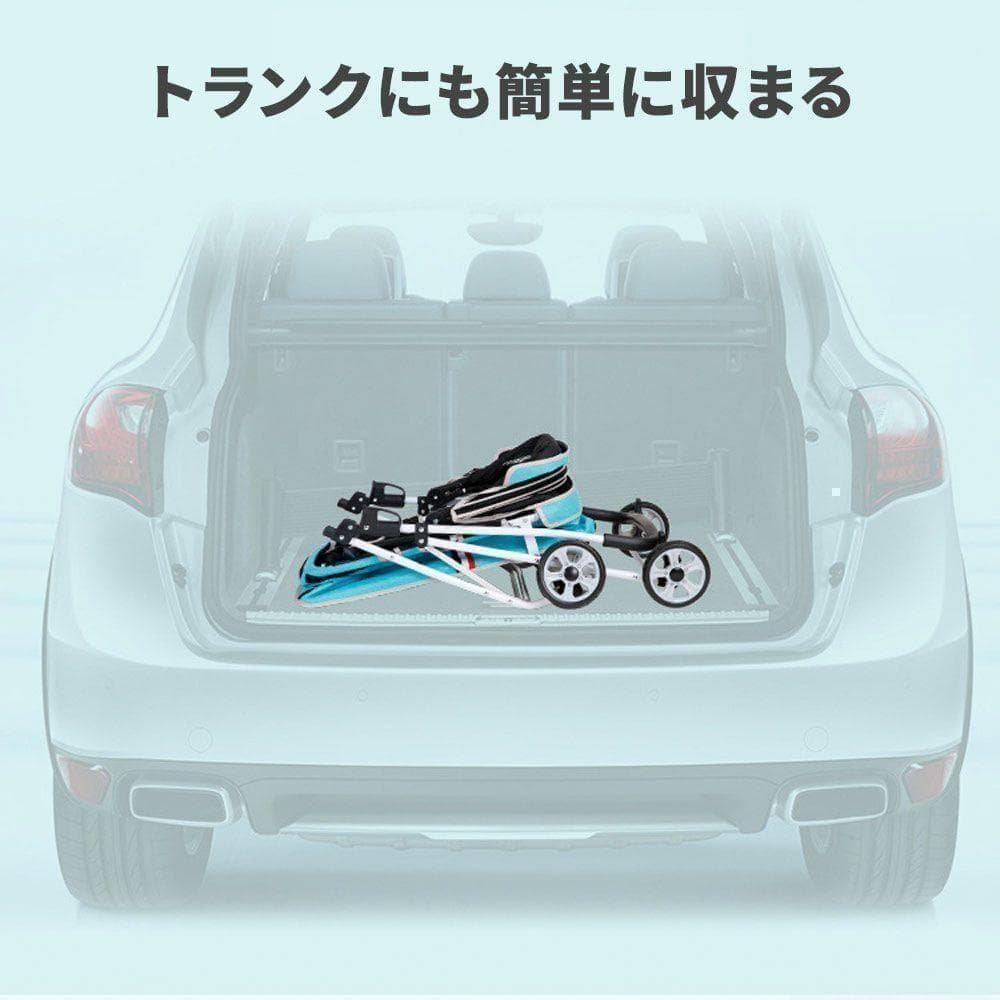 ペットカート 小型中型犬用 折りたたみ コンパクト 4.9kg 軽量 ブラック