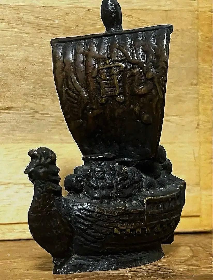 古銅 宝船 七福神 水滴 箱付き