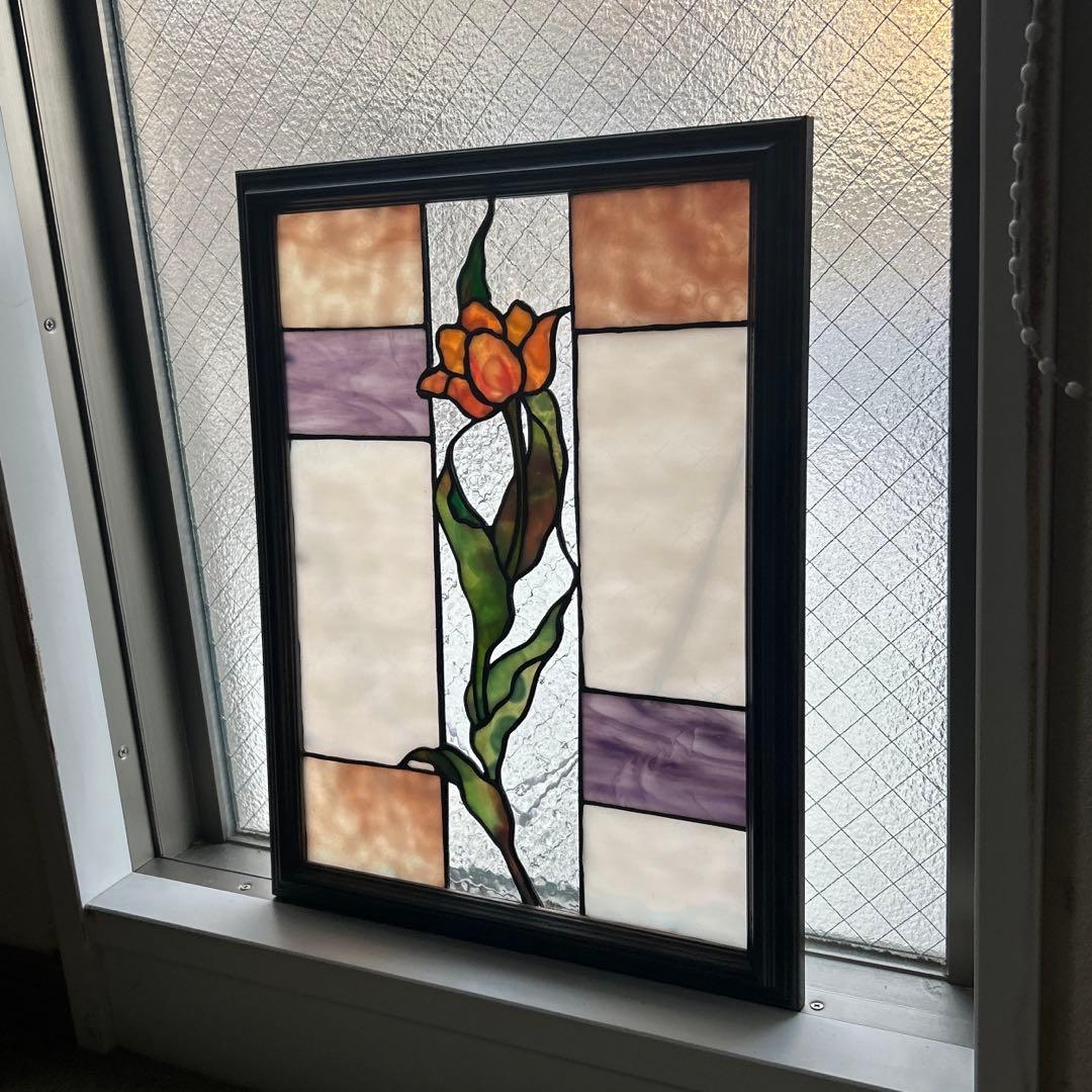 ピンクのチューリップ♦︎ステンドグラス