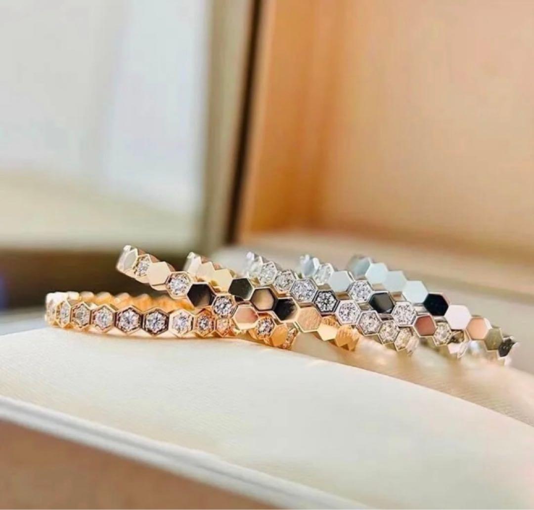 ✨最高品質✨高見え　s925ダイヤモンド　ローズゴールド　蜂の巣　リング