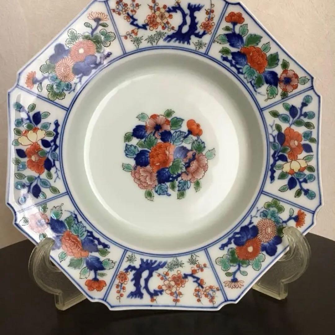 今泉今右衛門☆有田焼　八角鉢　共箱あり