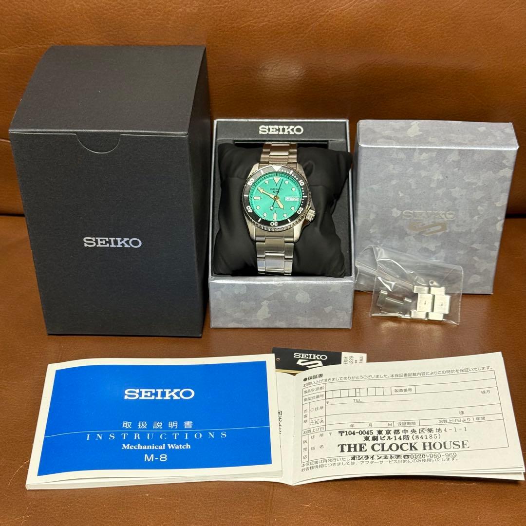 ち*も様 【極美品】SEIKO 5自動巻き時計 SBSA229 ターコイズ
