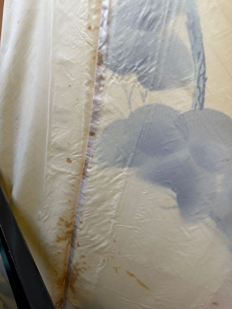 振袖 ベージュ系　松に孔雀　着用可ですが裏地にシミあり インテリア、リメイク材料