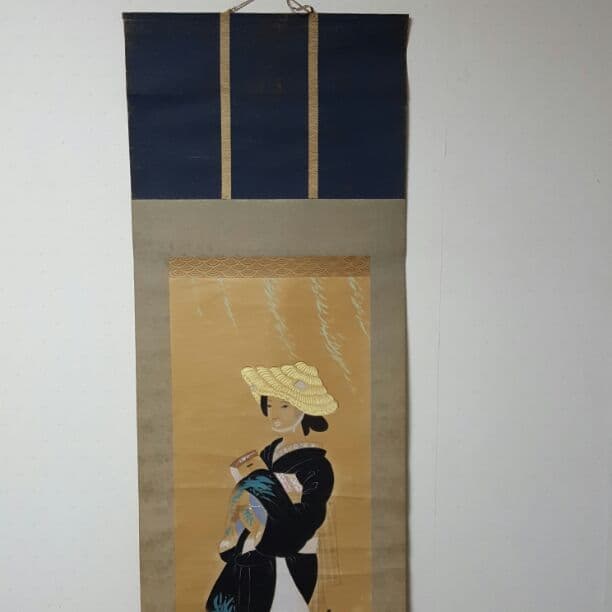 掛け軸【中仙鳥追美人】