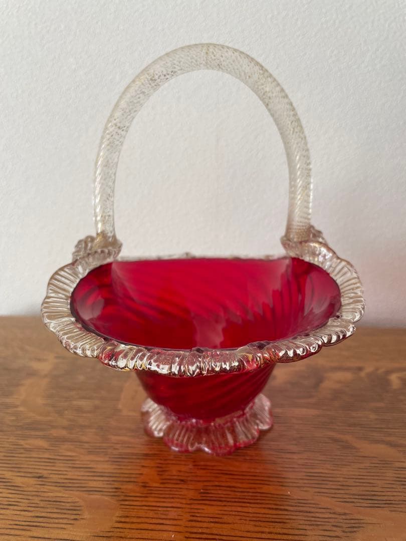 ベネチアンガラスのバスケット　ムラノガラス