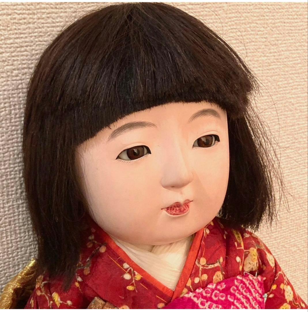 超美品　アンティーク　市松人形　赤　着物　人毛　ドール　大きめ　骨董　和骨董