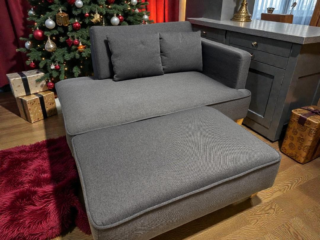 ✨美品✨LOWYA ロウヤ カウチソファ 2人掛け オットマン付 グレー①✨