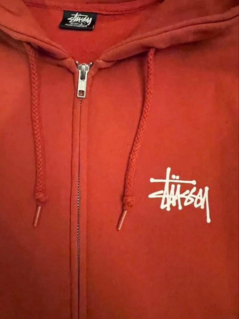 Stussy ジップパーカー　オレンジ　ブラウン　スウェット