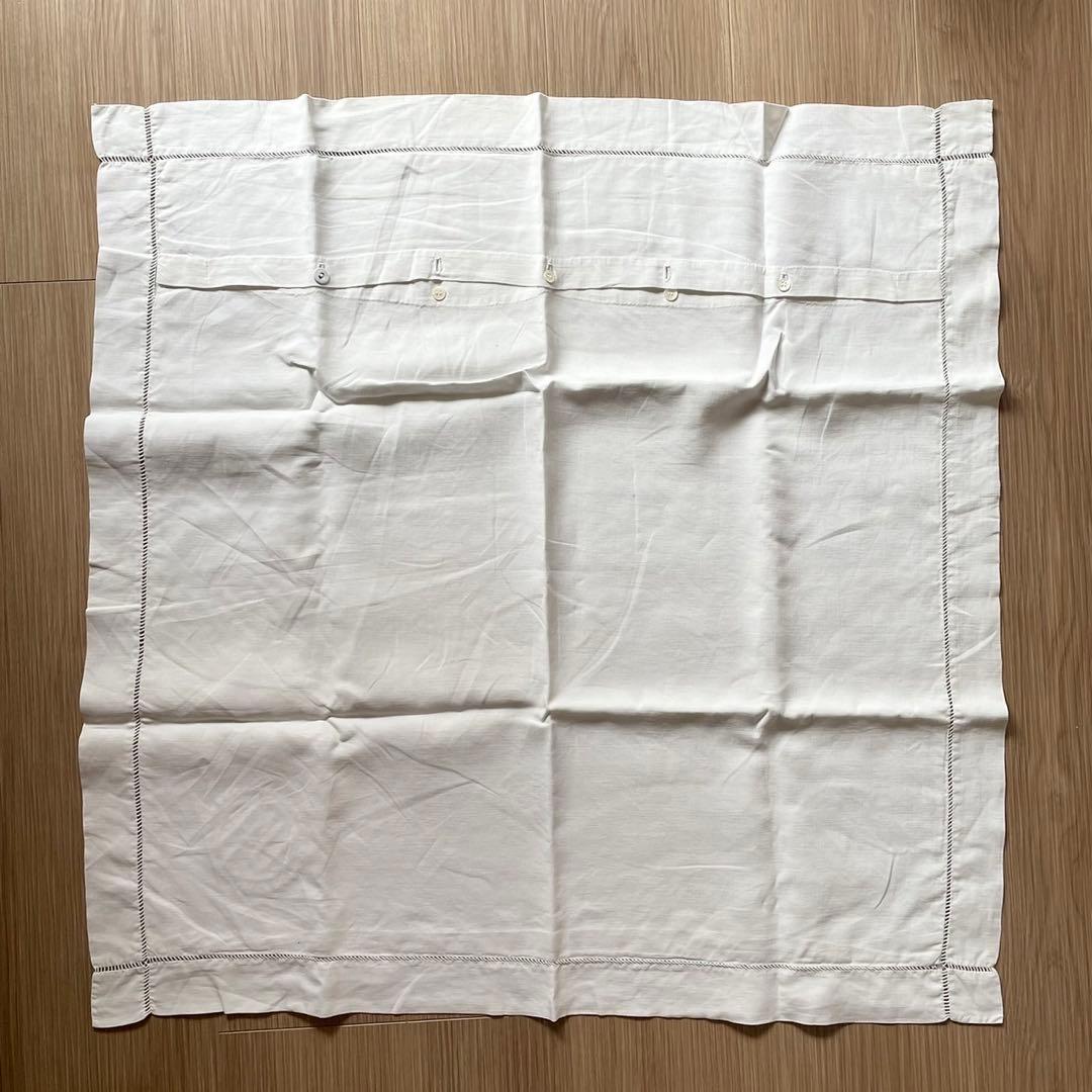 アンティーク レース編みとモノグラム刺繍 クッションカバー アンティークリネン