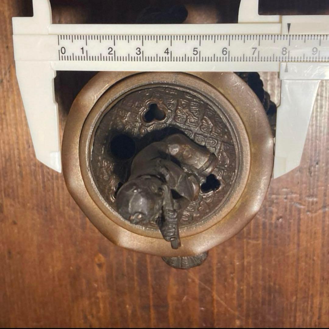 戦前 アンティーク 唐子三足香炉 裏印有り 唐子脚宝袋形香炉