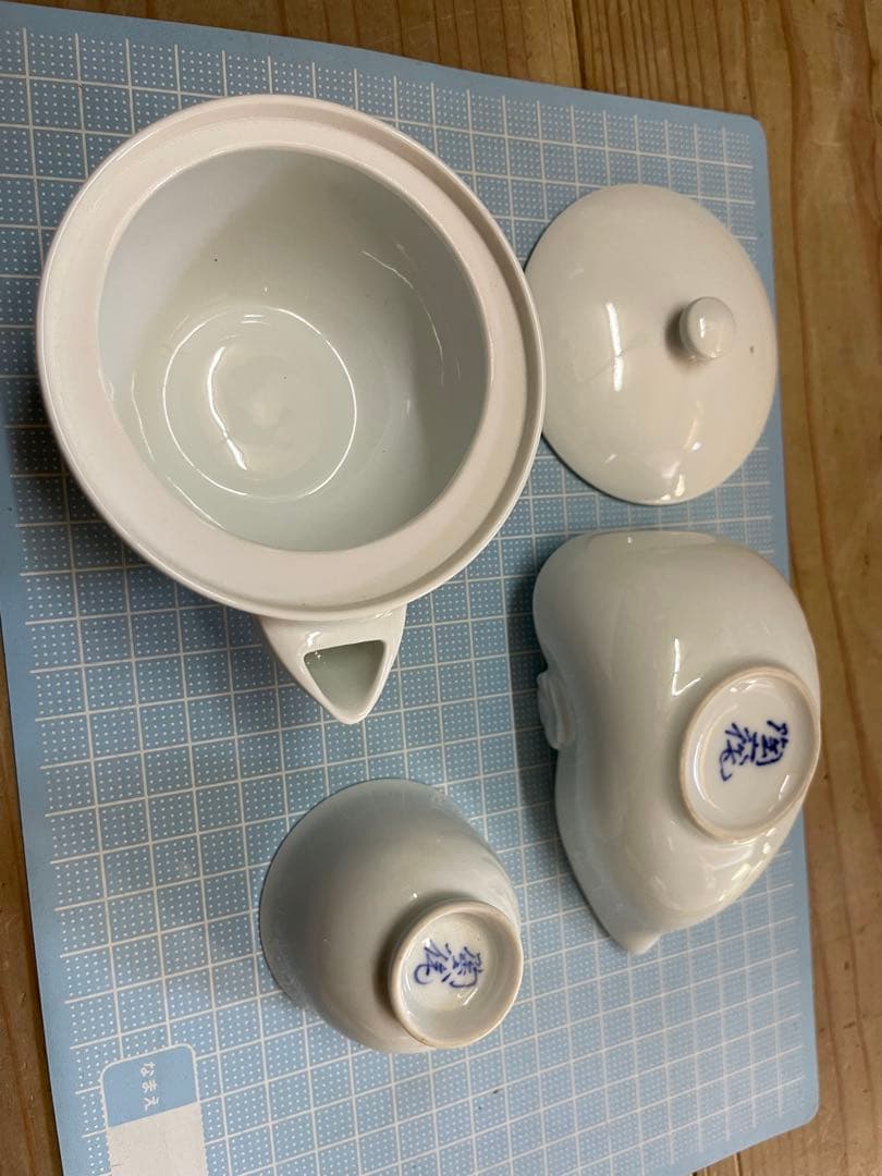 樋渡陶六　煎茶器【m1125 骨董品　茶道具　有田　白磁　茶道　茶器　レトロ 】