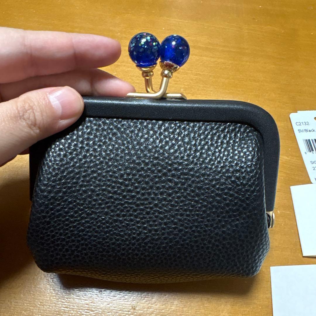 COACH キスロック がま口 ケース ブラック
