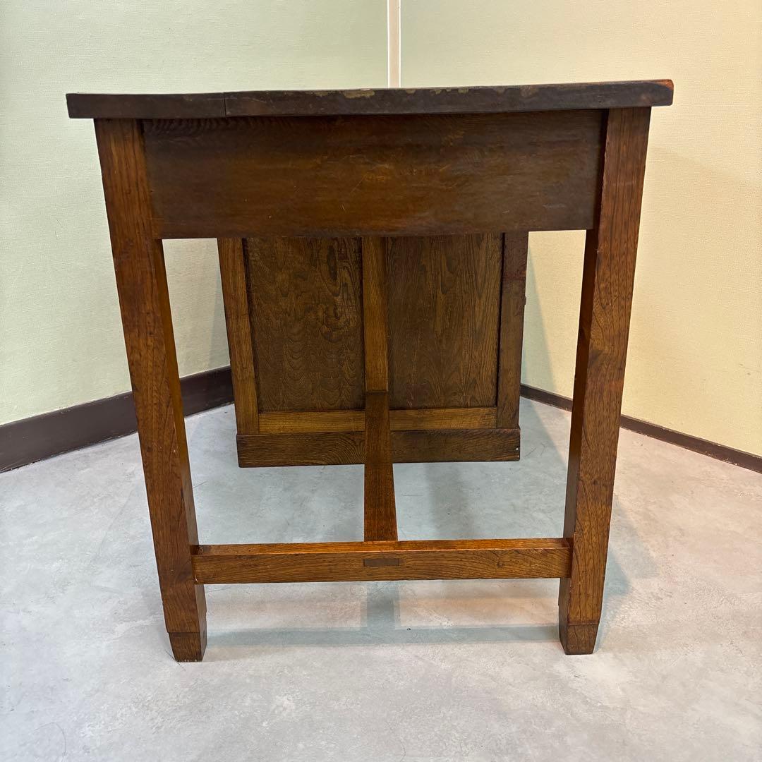 昭和レトロ｜無垢材の片袖机　アンティーク　デスク 木製　机　学習机