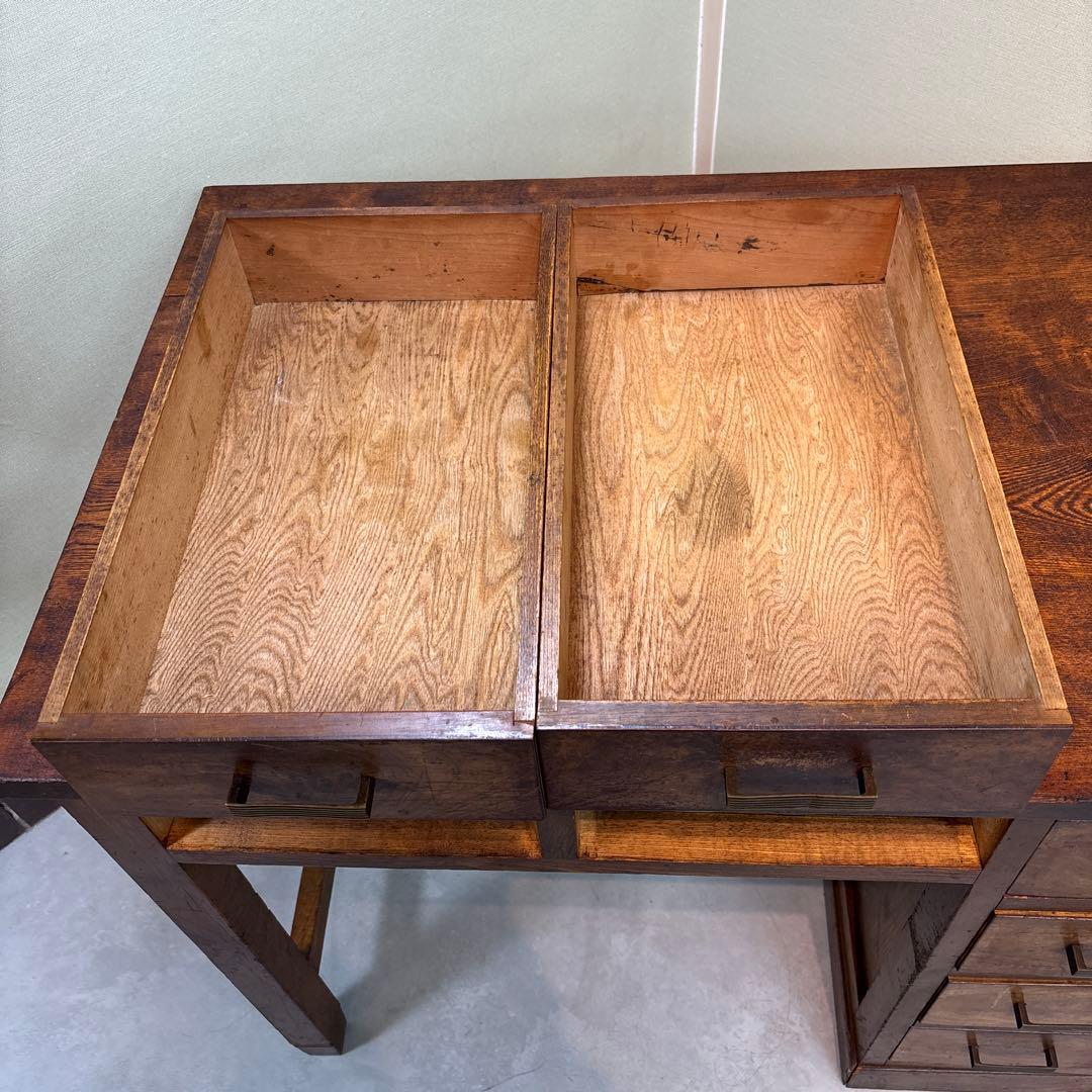 昭和レトロ｜無垢材の片袖机　アンティーク　デスク 木製　机　学習机