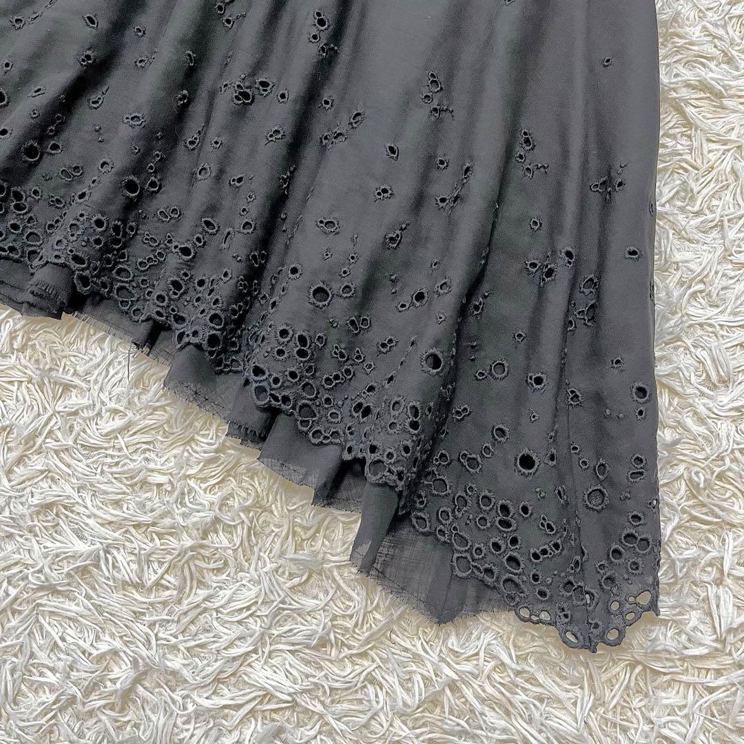 未使用タグ付✨ミナペルホネン　エンブロイダリーフレアスカート日本製ブラック　刺繍