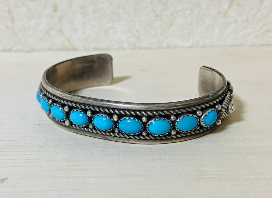 NVAJO ナバホ族　インディアンジュエリー　バングル　ターコイズ　スターリング