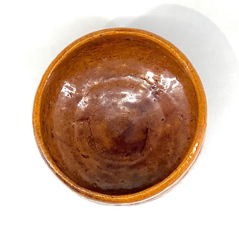 大樋焼　大樋宗春作　飴釉　茶碗　在銘　無傷　箱誂。