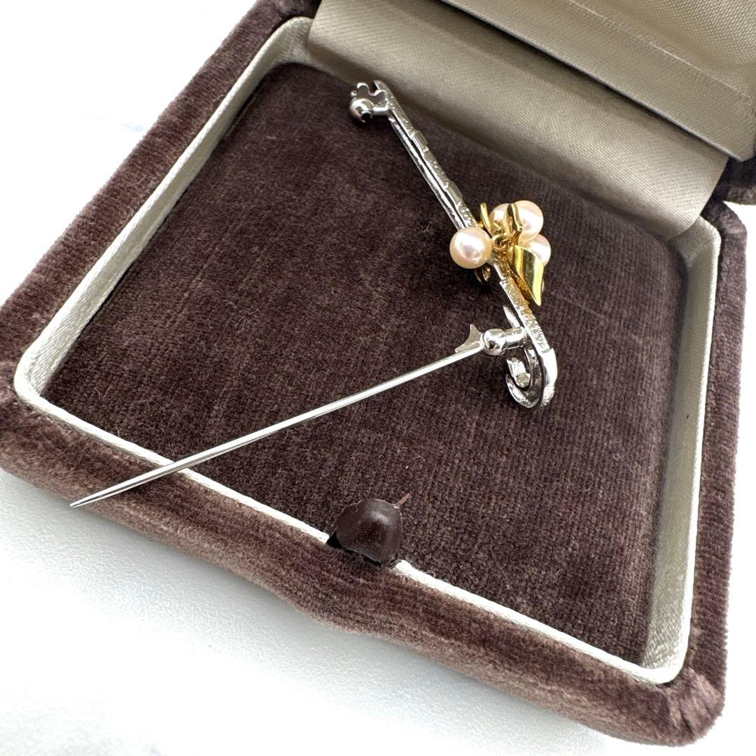 【極美品】MIKIMOTO ミキモト リボン K18×SV ブローチ