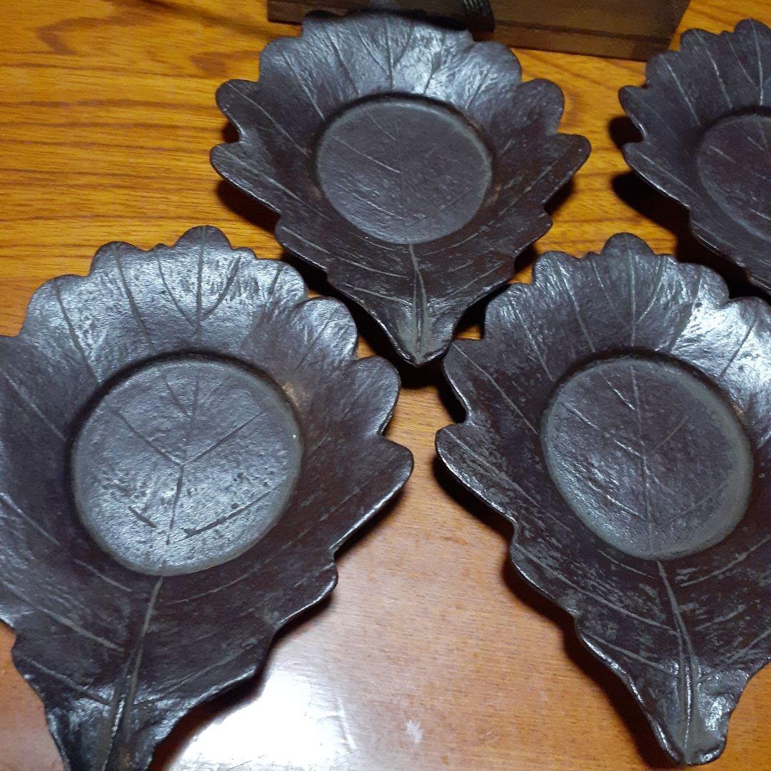 阿古耶堂造　伝統工芸品　茶托　柏　茶道具　葉型