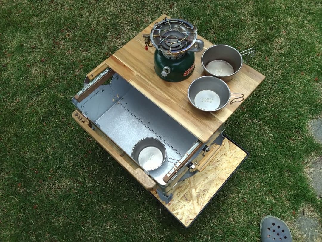 スノーピーク　シェルフコンテナ25用　スライド天板＆サイドテーブル＆サイドバー