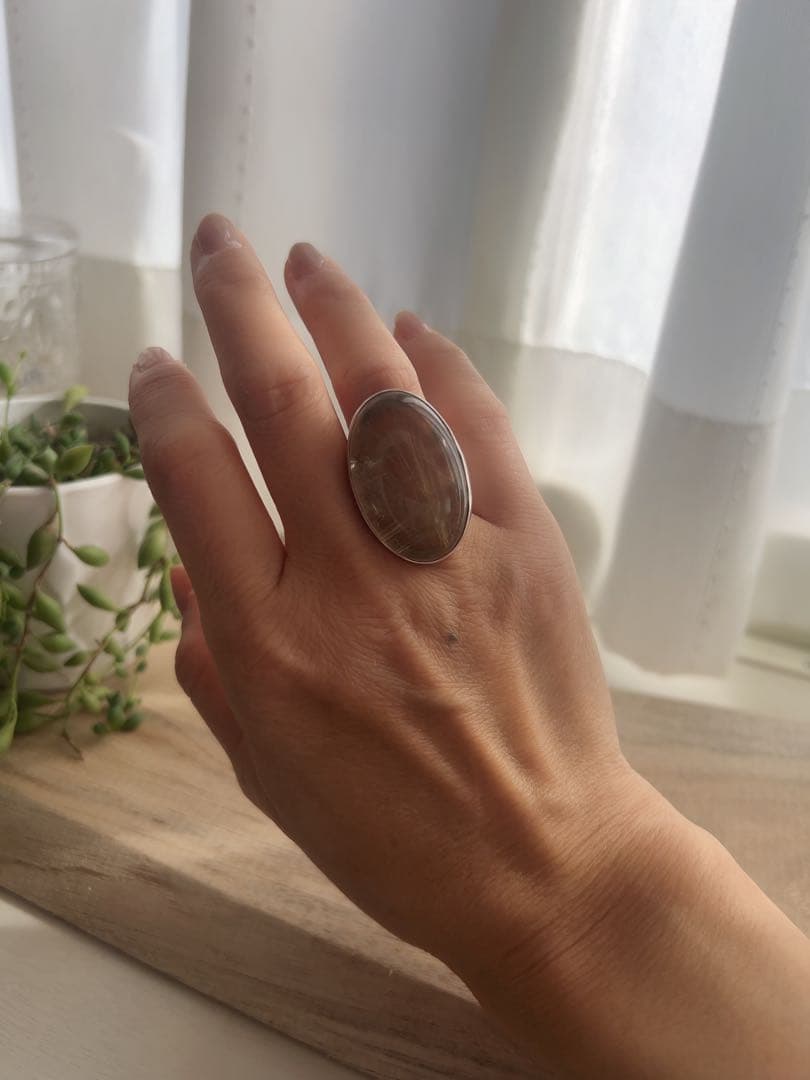 特別価格【新品】大きな　ルチルクォーツ　リング　13号