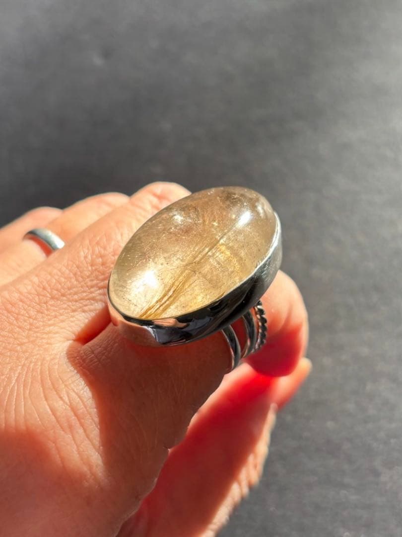 特別価格【新品】大きな　ルチルクォーツ　リング　13号