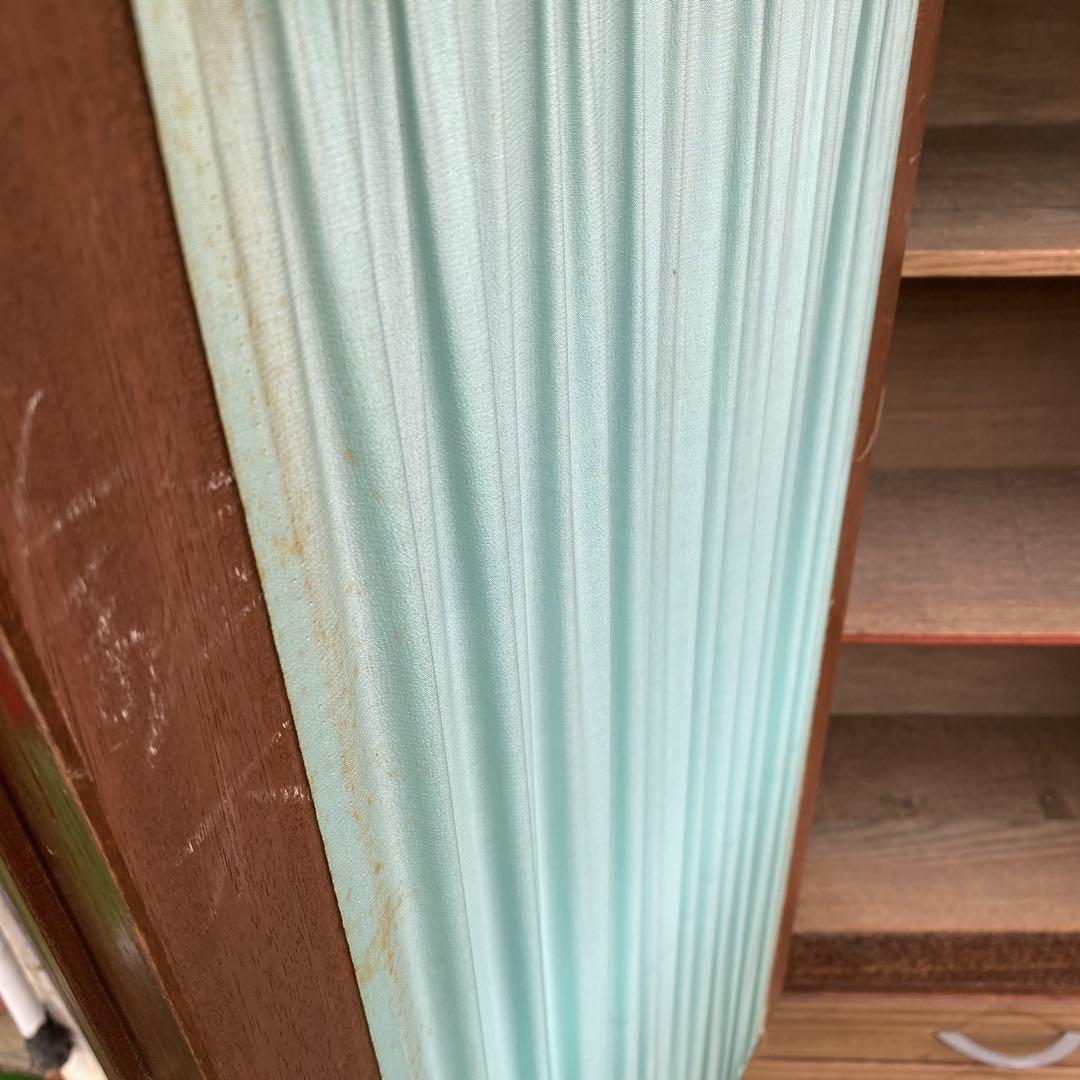 昭和レトロ 木目 飾り棚 茶箪笥 和家具 古民家 ミッドセンチュリー カーテン付