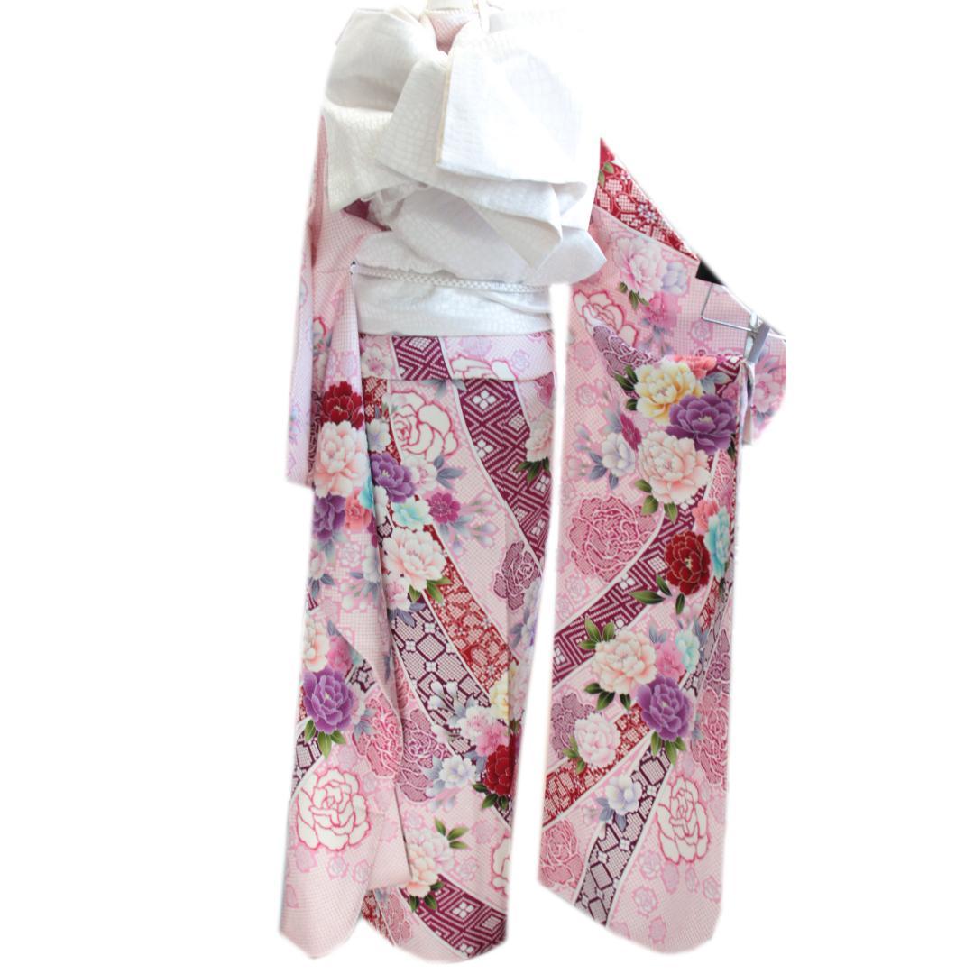 ほぼフルセット振袖8点セット丈169cmロリータピンク絞り風帯新品成人式RO28