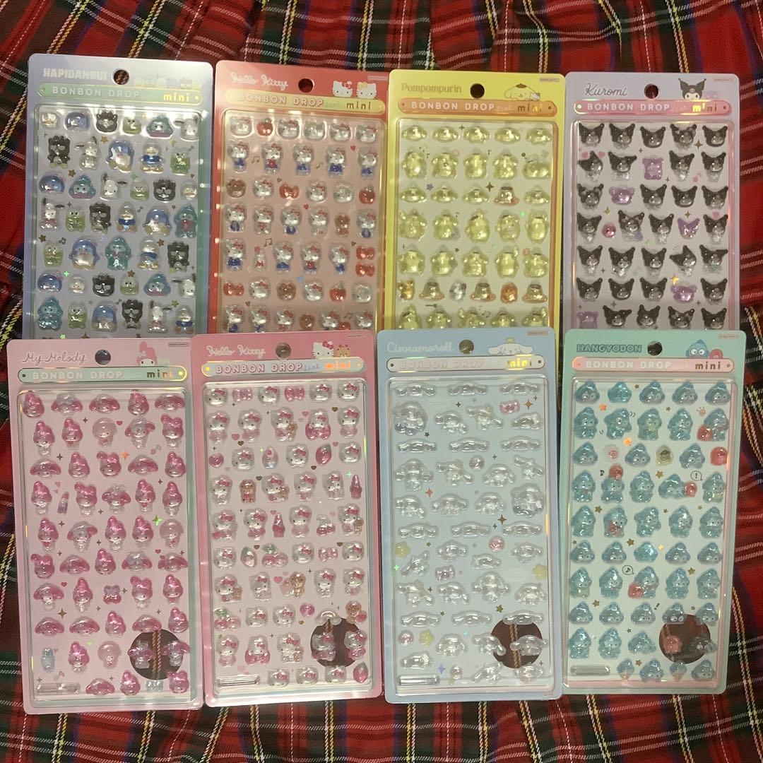 【1月10日購入!】サンリオ　ボンボンドロップシール《国内正規品》8枚コンプ
