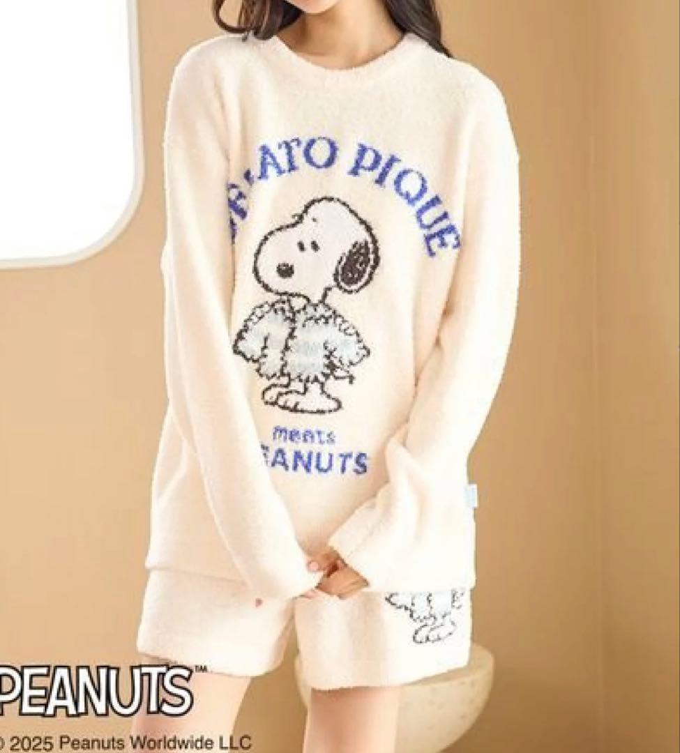 ジェラートピケ　スヌーピー ルームウェア　プルオーバー&ショートパンツ