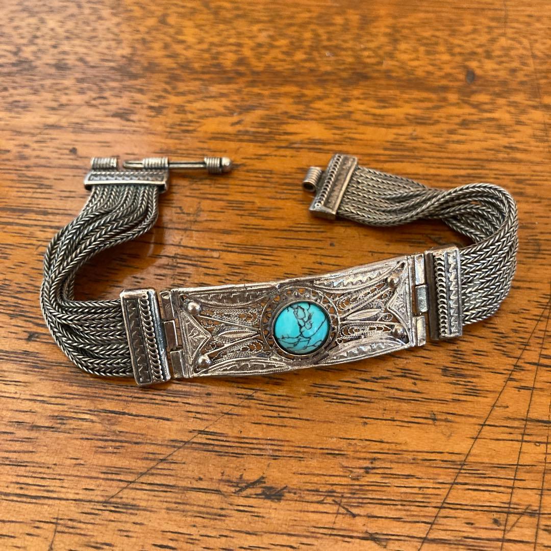 ビンテージ トルコ石 シルバーブレスレット