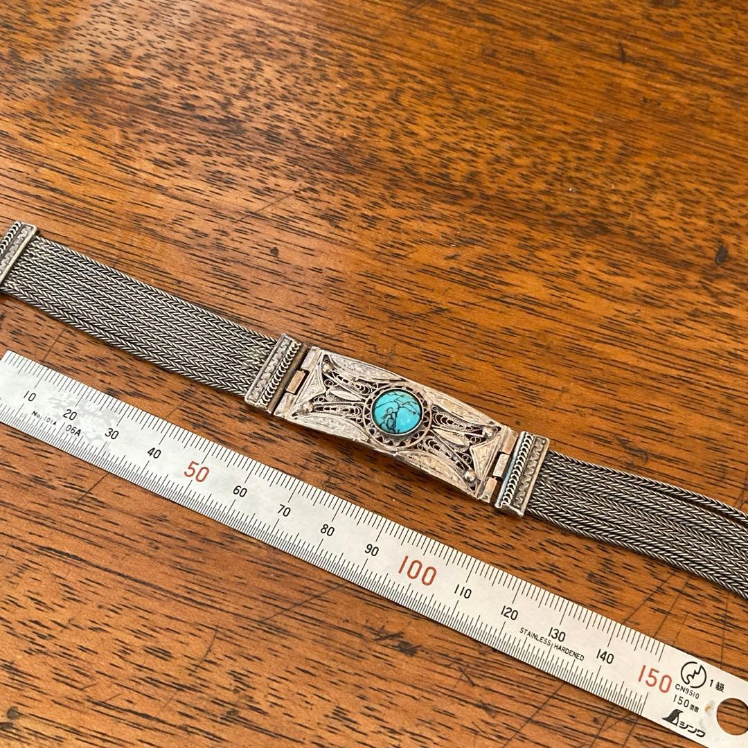 ビンテージ トルコ石 シルバーブレスレット