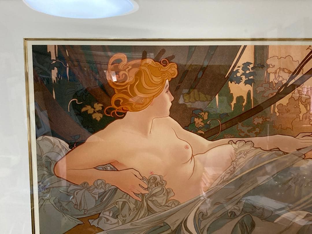 真作/ミュシャ[夜明け]シルクスクリーン(71/300)サインed有り/新品額装