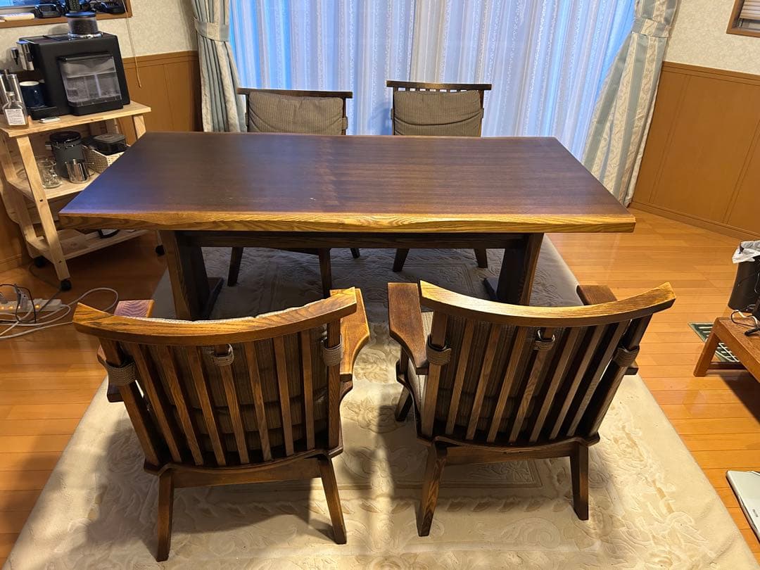 引き取り限定★大塚家具★タモ材★ダイニングテーブル＋椅子5脚セット