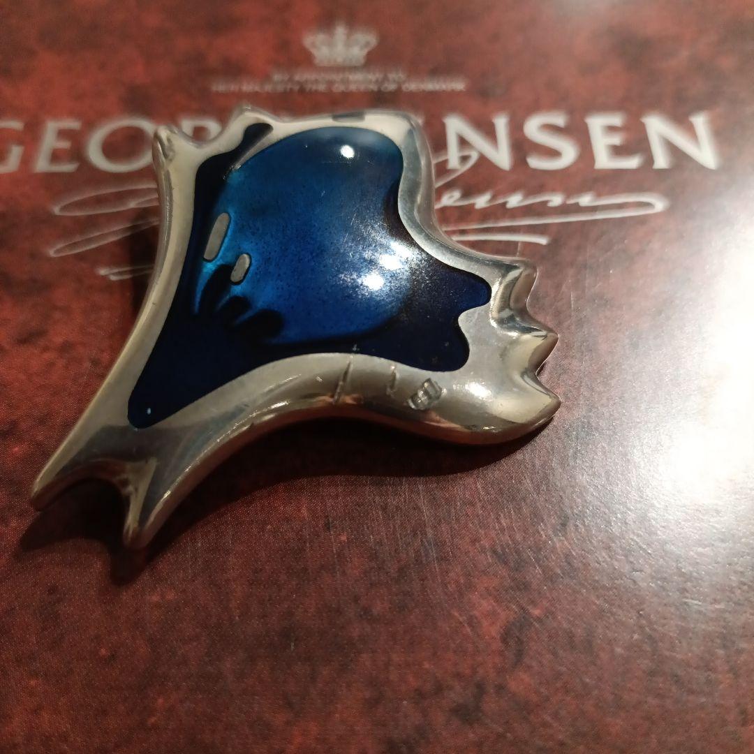 傷あり！超希少　ジョージジェンセン　エナメル　ブローチ303　群青色グラデ