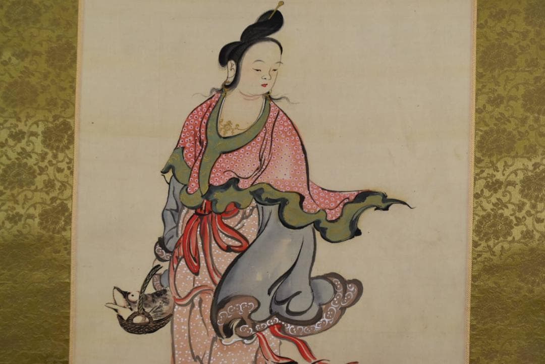 【真作】児玉果亭/魚藍観音図/仏事掛/掛軸/名家伝来/AA-826