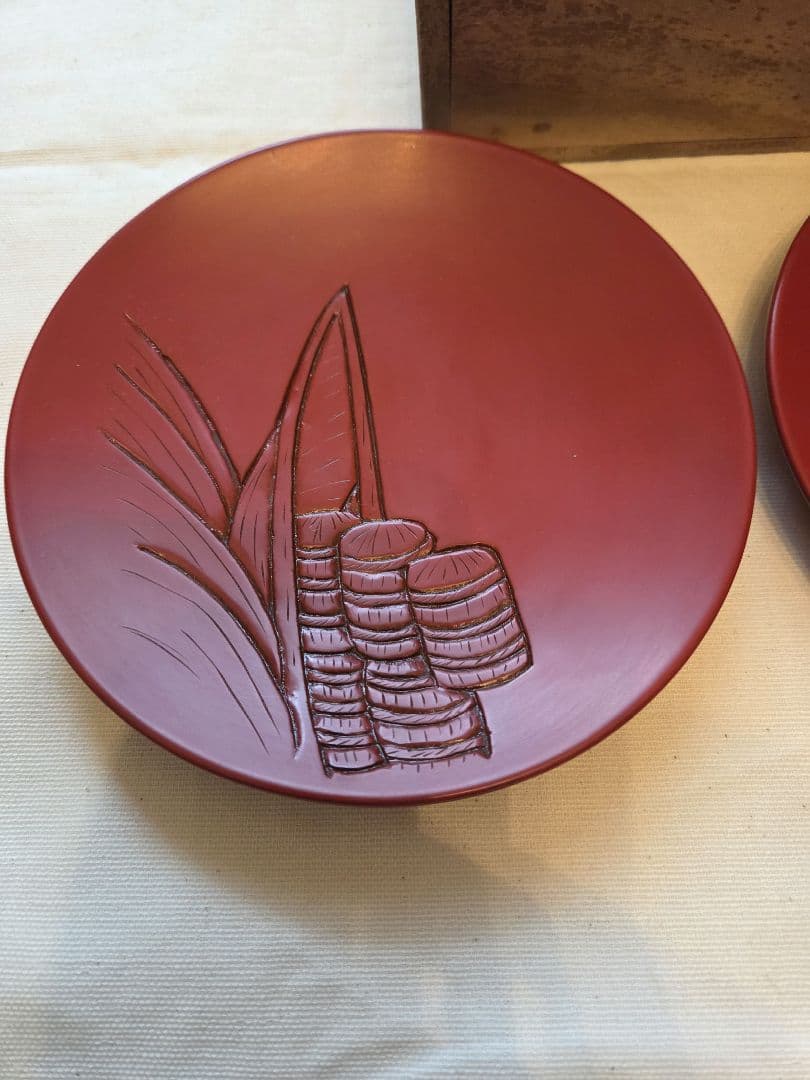 【新品】 村上堆朱銘々皿4枚セット 無形文化財 漆器 菓子皿