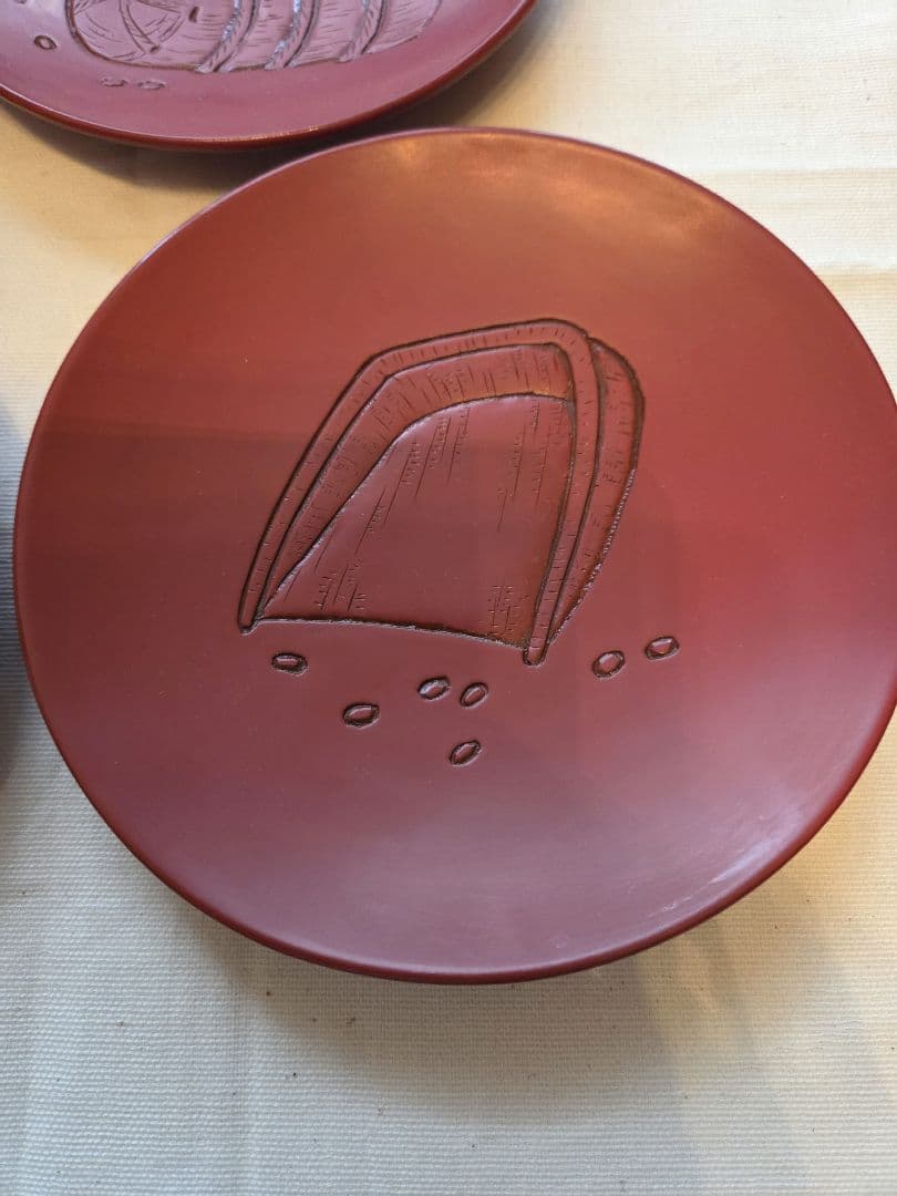 【新品】 村上堆朱銘々皿4枚セット 無形文化財 漆器 菓子皿